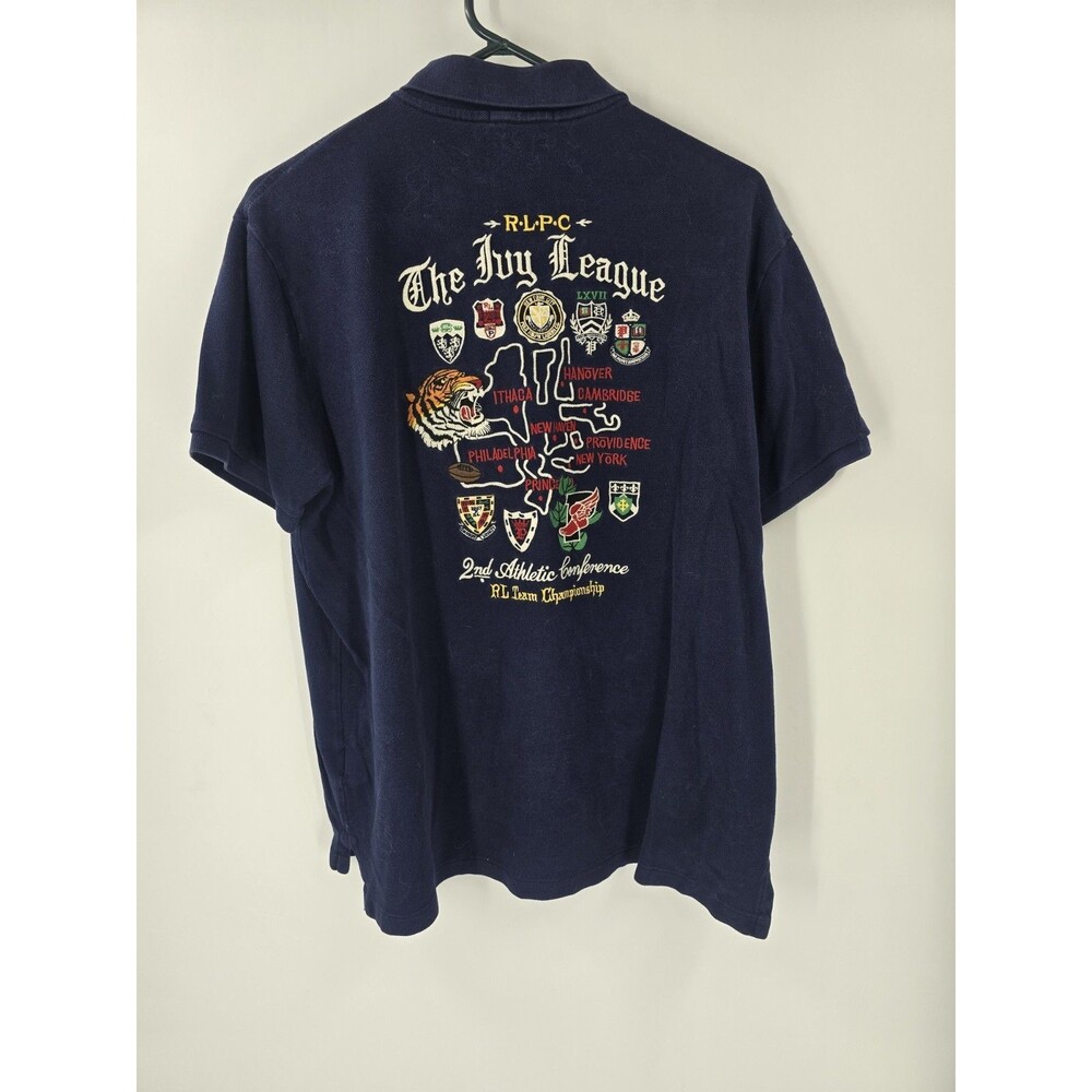 Polo Ralph Lauren Mens Navy Ivy League Bleecker Cup Embroidered Polo Large